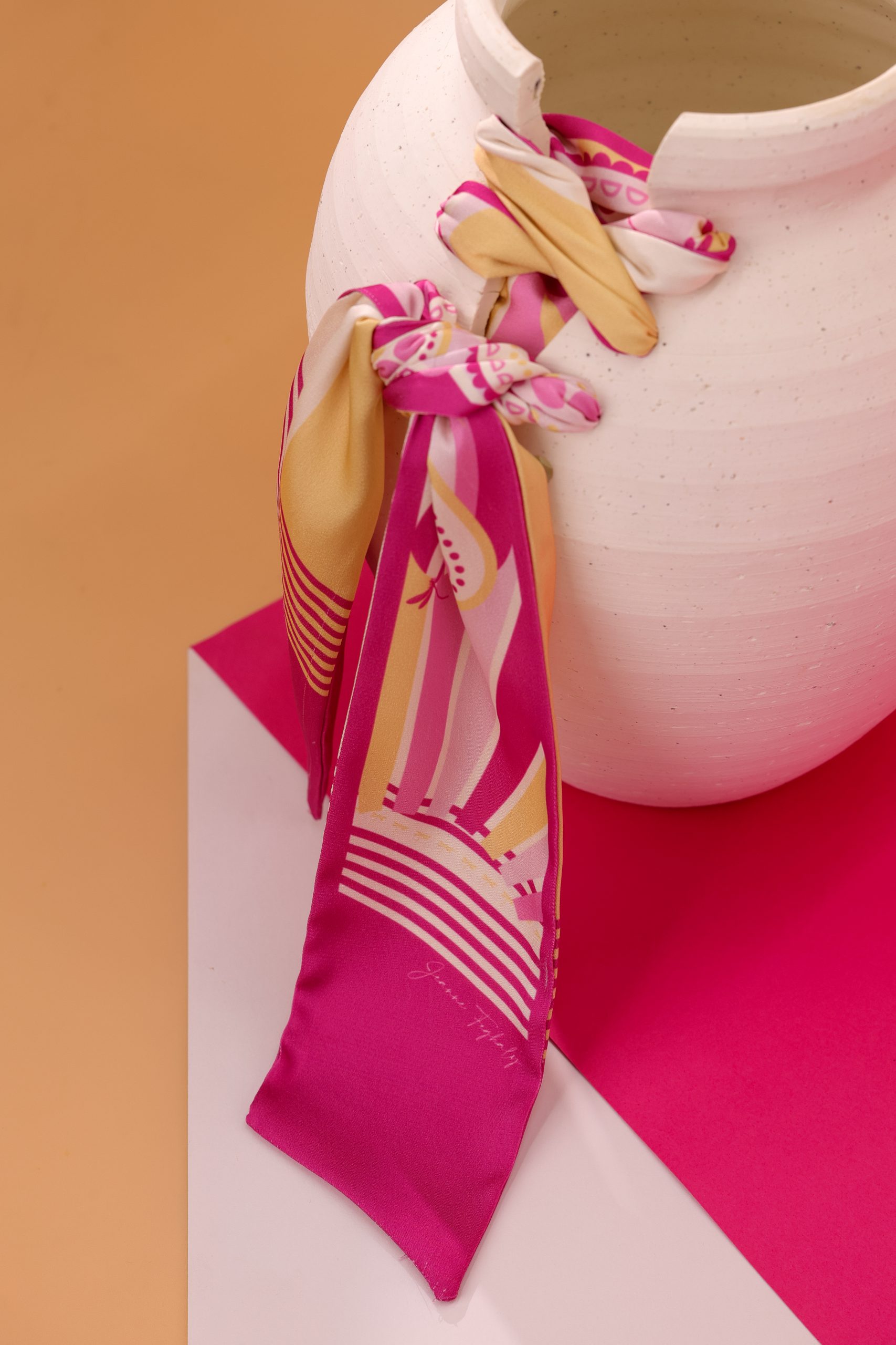 Paisley Pink and Yellow Scarf - Image 2