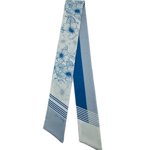 Blue Floral Stripes Scarf