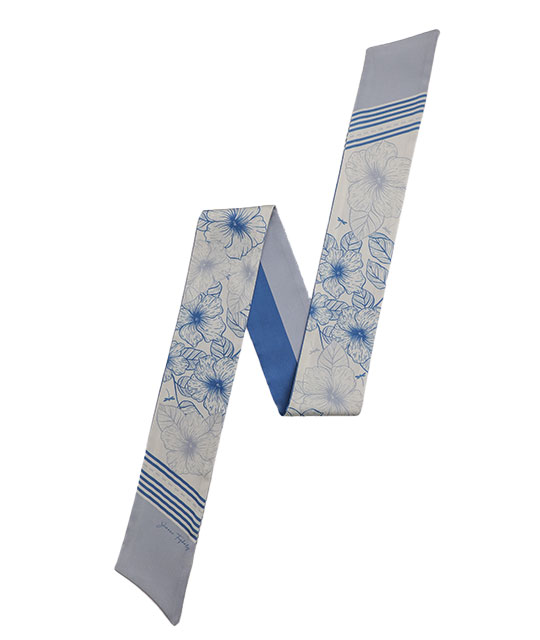 Blue Floral Stripes Scarf - Image 3