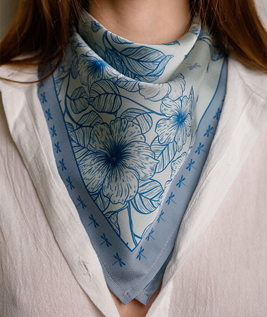 Azure Bloom Square Scarf - Image 2
